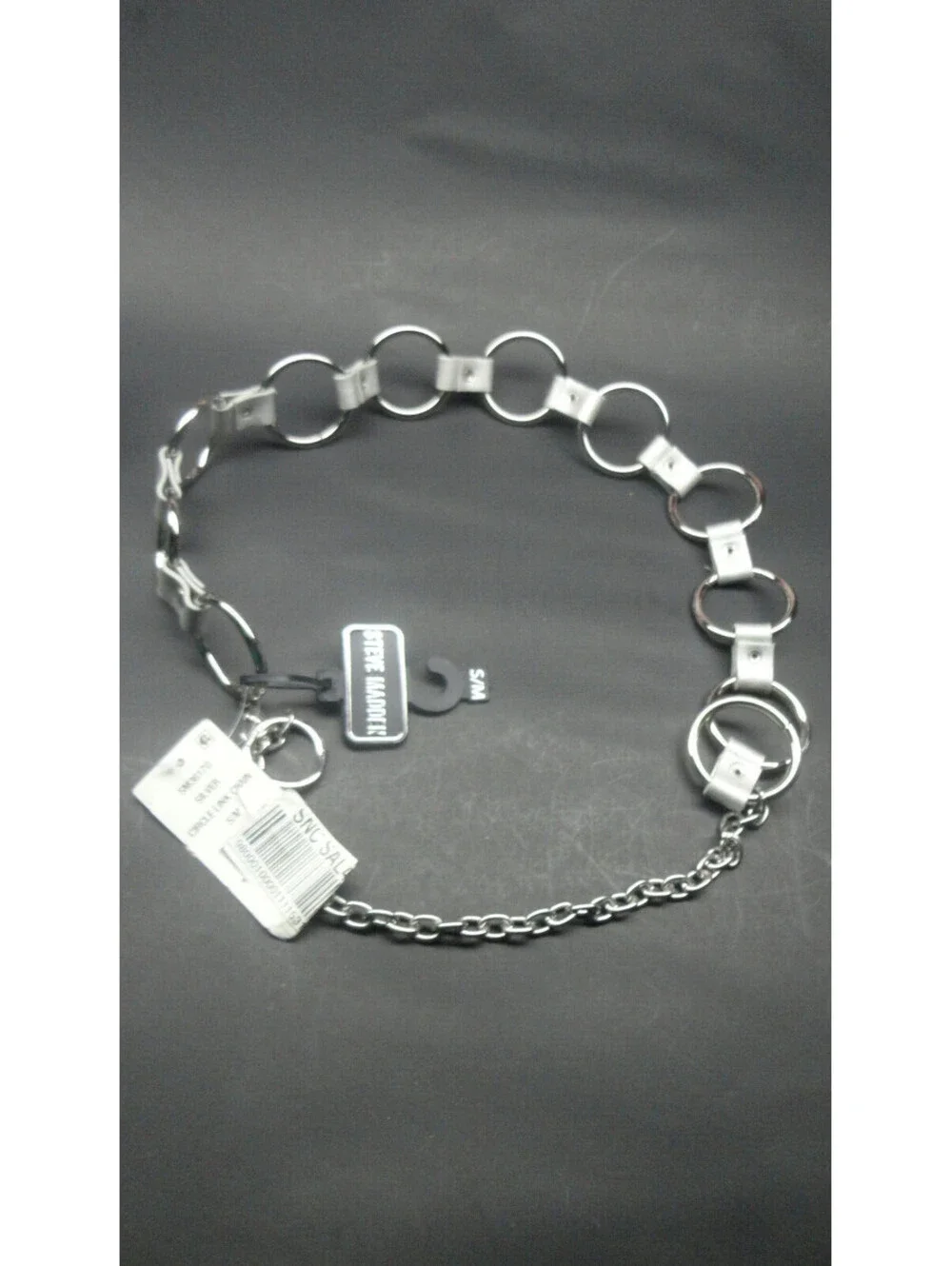Steve Madden Womens Circle Link Chain Belt Silver Size S/M - NEW